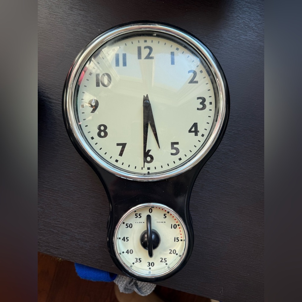 Classic Black Wall Clock with Timer